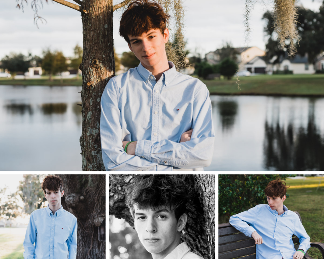 High school senior boy, senior portraits, outdoors, Lakewood Ranch, Florida